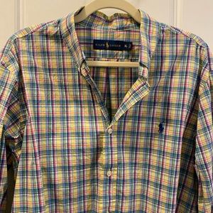 Mens Ralph Lauren Long Sleeve Button Down Shirt Multi Colored